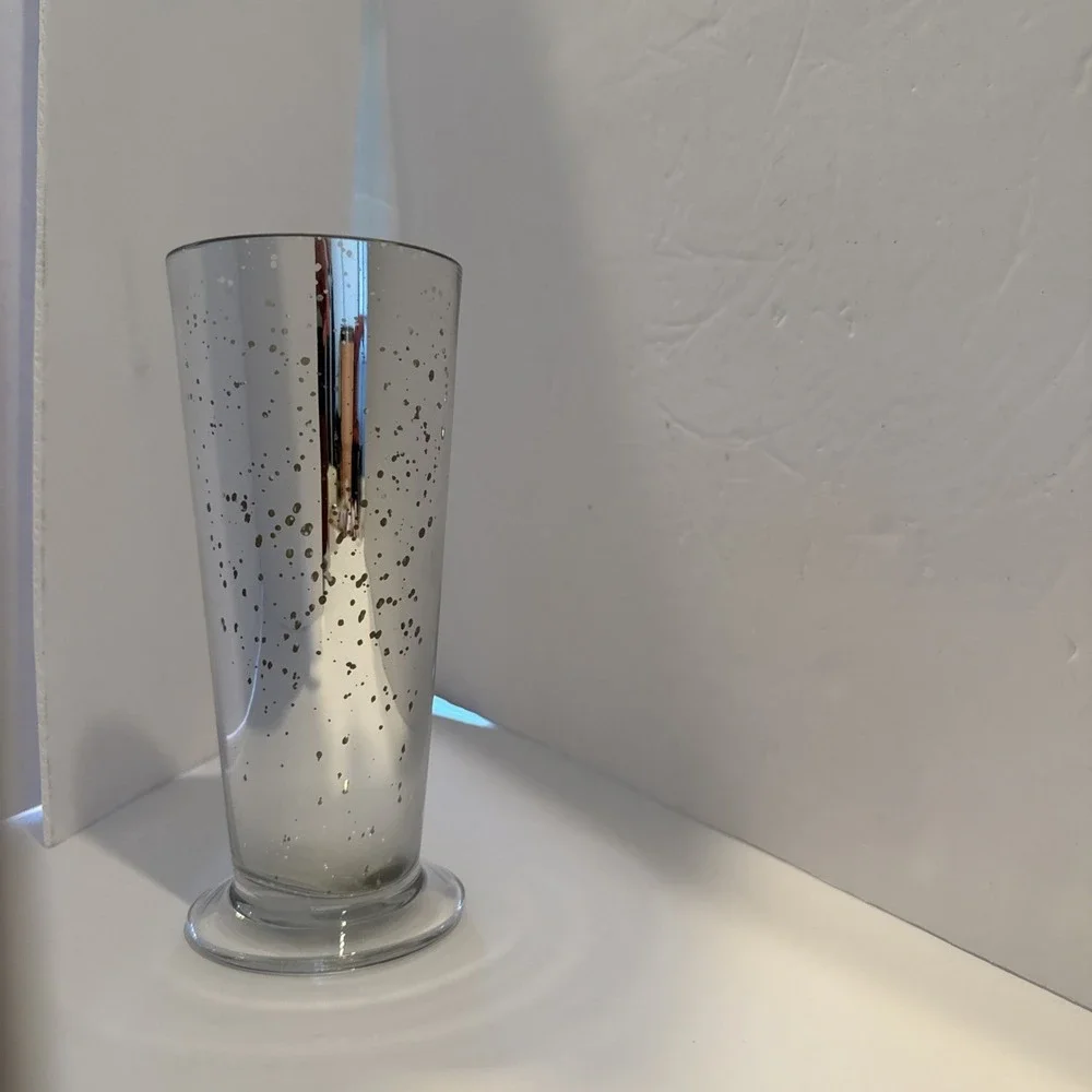 Silver Metallic Vase With Mirror Finish‎